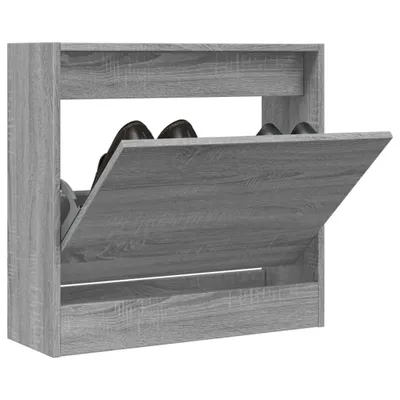 Obrázek produktu pro Botník se 2 výklopnými zásuvkami šedý sonoma 60 x 21 x 57 cm