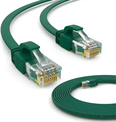 Produktbild von hb-digital 5m Patch Kabel CAT 6 Flachkabel bis zu 1000Mbit/s, U/UTP, PVC Mantel flach grün