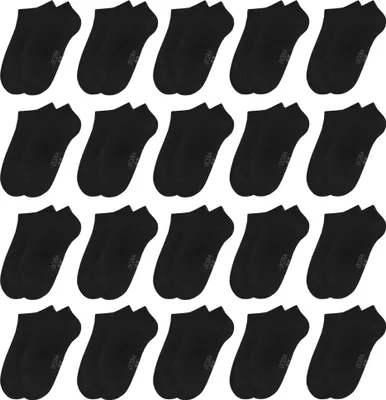 Produktbild von OCERA 20 Paar Kinder Sneaker Socken für Mädchen und Jungen - Schwarz 35/38
