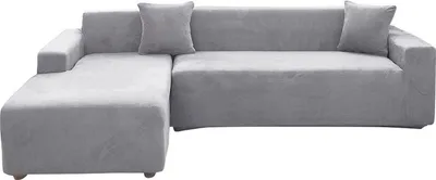 Produktbild von (3-Sitzer, Silber grau) Sofabezüge aus Stretch-Samt, rutschfeste Sofabezüge, Couchbezüge, elastischer Möbelschutz