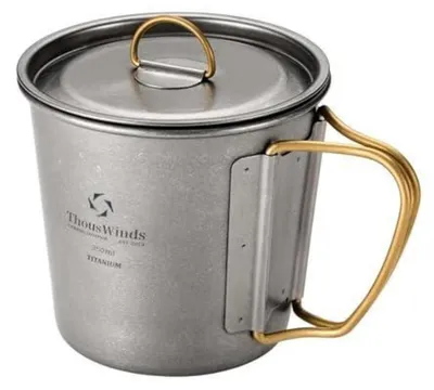 Produktbild von Titan Outdoor Tasse 350ml mit Deckel & Klappgriffen – Camping Becher Leicht für Wandern, Trekking