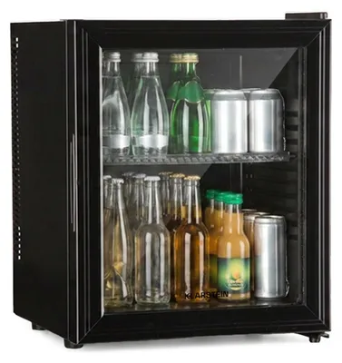 Image de Klarstein Brooklyn Mini Frigo de Chambre, Mini Bar, Refrigerateur Aliments, Boissons, Porte en Verre, Etagères Réglables, Petit Frigo Camping, Voiture, Mini Frigo Cosmetique, Silencieux, 12-18°C, 23L