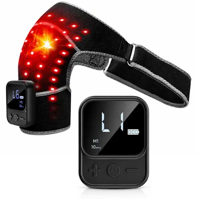 Produktbild von Rotlicht Schulterwrap mit 216 LEDs (660 / 850 nm) – 5000 mAh Akku, 3 Timer, LCD, verstellbar – für Nacken und Arme