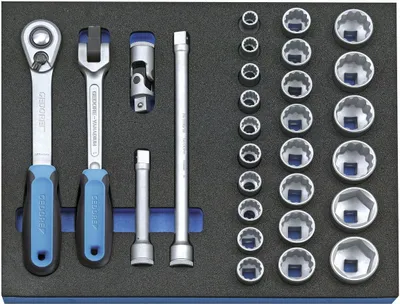 Produktbild von GEDORE 2005 CT2-D 19 Steckschlüssel-Sortiment 1/2" in Check-Tool-Modul, 29-teilig, 2016494