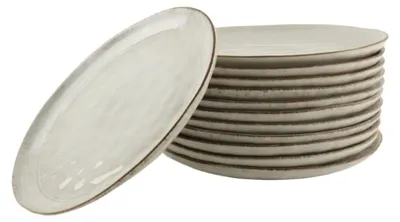 Zdjęcie produktu dla Zestaw 12 talerzyków deserowych i śniadaniowych - średnica 21 cm - ceramika - kolor beżowy
