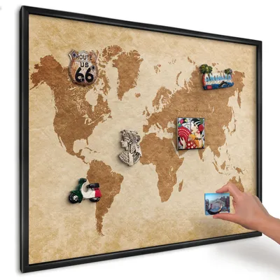 Produktbild von Magnettafel 80x60 cm mit schwarzem Rahmen - Magnetische Metalltafel, Magnetpinnwand zur Wandmontage für Wohnzimmer, Küche, Flur, Kinderzimmer und Büro - Vintage-Karte