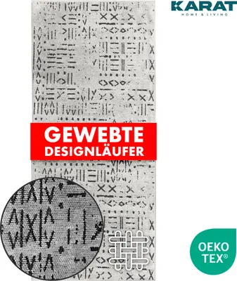 Produktbild von Teppich-Läufer Vena Hochwertige Jacquard Weberei mit Muster Elfenbein 80 x 150 cm
