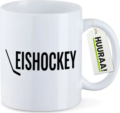 Produktbild von Huuraa Kaffeetasse Eishockey Hockey 330ml Weiß Keramik Kaffeebecher Geschenkidee