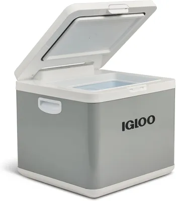 Image de Glacière hybride avec compresseur, 43 litres, 12 V et 230 V, mini-réfrigérateur pour voiture et camping, couleur gris