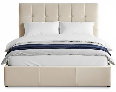 Image de MENZZO Lit double Luftani avec sommier relevable 140x190cm Velours Beige