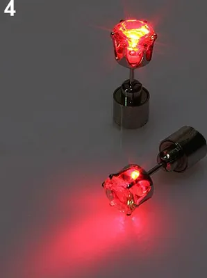 Produktbild von Leuchtende LED-Strass-Ohrringe, Ohrstecker, Tanzparty-Zubehör für Party/Weihnachten-Rot