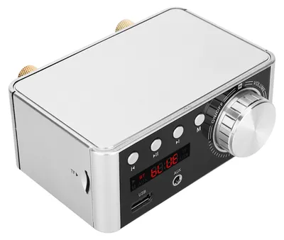 Image de Amplificateur audio numérique HIFI Bluetooth 5.0 Carte mémoire Lecteur 50W x 2 Stéréo pour AMP AmplificateurArgenté