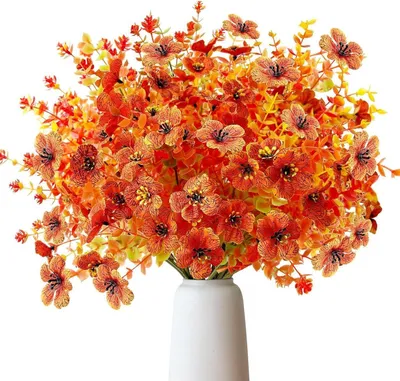 Immagine prodotto di Bouquet di fiori artificiali autunnali, set da 8, arancione, resistente alle intemperie, per interni ed esterni