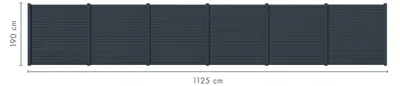 Productafbeelding van Karibu privacy-schutting, tuinschutting, antraciet, 6 elementen, afmetingen 1125 x 186 cm, complete set