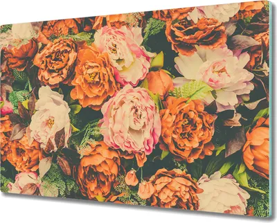 Produktbild von Glas-Herdabdeckplatte Glaskeramikkochfeld-Abdeckung Spritzschutz - 80x52 cm - Blumengarten Pastell
