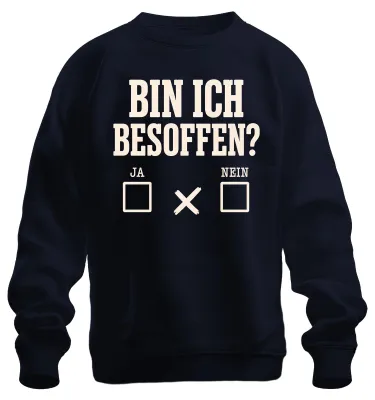 Productafbeelding van Ben ik dronken? Ja / Nee. Grappig, feest, alcohol, bier, feesten, sweatshirt, trui, marineblauw, maat S