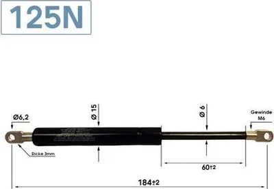 Zdjęcie produktu dla IKEA Värde Zamienna sprężyna gazowa Amortyzator gazowy 236195 184 mm/60 mm 125 N