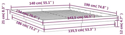 Produktbild von vidaXL Massivholzbett mit LEDs 140x190 cm