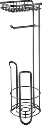 Produktbild von mDesign Toilettenpapierhalter Klorollenhalter Ablage freistehend Metall Schwarz