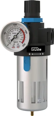 Produktbild von Güde Druckluftfilter-Druckminderer mit Manometer, Ablassventil, 3/8 Zoll Anschlussgewinde, 10 bar