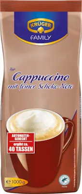 Produktbild von Krüger Cappuccino Pulver mit Kakaonote Packung automatengeeignet 1000g