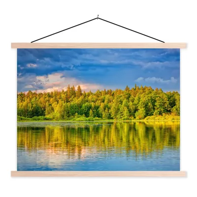 Produktbild von MuchoWow® Textilposter Wasser - Natur - Wald 40x30 cm mit holzfarbenen Rahmen - Bilder