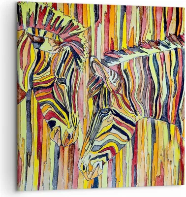 Produktbild von Bild auf Leinwand - Leinwandbild - Zebra Abstraktion - 50x50cm - Wand Bild - Wanddeko - Wandbilder - Leinwanddruck - Bilder - Kunstdruck - Wanddekoration - Leinwand bilder - Wandkunst - AC50x50-3499