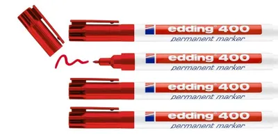 Zdjęcie produktu dla edding 400 marker permanentny czerwony (blister 4 sztuki)