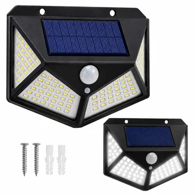 Zdjęcie produktu dla Lampy Solarne Z 100 Diodami Led, Czujnikiem Ruchu I Zmierzchu, Kinety, 3 Tryby Pracy, Obraz wygenerowany przez AI