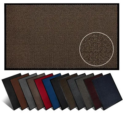 Produktbild von Furni24 Fußmatte Schmutzfangmatte 90 x 150 cm Braun/Schwarz – Rutschfeste Waschbare Türmatte für Innen- & Außenbereich