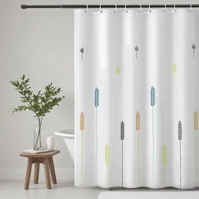 Produktbild von Waschbarer Duschvorhang aus Polyestergewebe mit 12 Duschvorhangringen, wasserdicht für Dusche und Badewanne, 180 x 180 cm, weiß