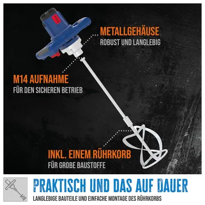 Produktbild von Güde 58043 Rührwerk GRW 1414.1 230V 1400W Mörtelrührer Bauwerkstoffe Blau