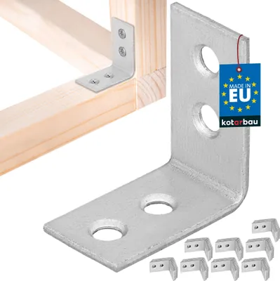 Zdjęcie produktu dla KOTARBAU® Zestaw 100 łączników kątowych Wytrzymały kątownik 30 x 30 x 17 mm stal ocynkowana Kątownik stalowy Stabilny Trwały łącznik belki Srebrny