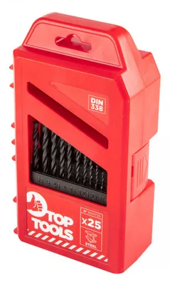 Obrázek produktu pro Top Tools HSS vrtáky do kovu, 1,0-13,0 mm, sada 25 ks.
