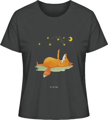 Produktbild von Mr. & Mrs. Panda damen shirt Fuchs Sterne Größe M - Anthrazit - Geschenk, Spruch Positiv, Baumwoll T-Shirt, Füchse, Basic, Oberteil, Mond, Sternengucker, Kurzarmshirt