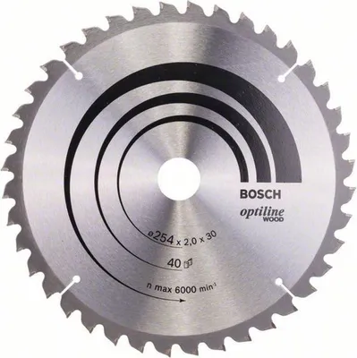 Image de Lame de scie circulaire 254 x 30 x 2mm Optiline Wood pour le bois 40 dents - BOSCH - 2608640435