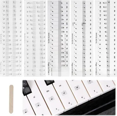 Productafbeelding van Transparante pianotoetsenbordstickers voor 36, 54, 61, 76 en 88 toetsen