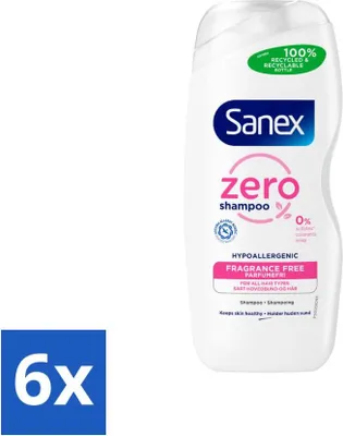 Zdjęcie produktu dla Sanex - Szampon - Zero% Włosy normalne - Łagodne oczyszczanie - 250 ml - Opakowanie Advantage - 6 szt