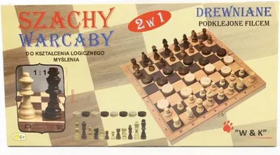Obrázek produktu pro Szachy i warcaby 2w1 drewniane 29x29cm