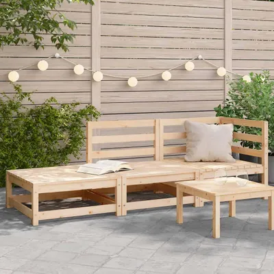 Produktbild von vidaXL Gartensofa mit Fußhocker 2-Sitzer Massivholz Kiefer