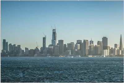 Produktbild von Wallario Wandbild Skyline von San Francisco, Größe: 61 x 91,5 cm, Poster mit rahmenlosen Bildhalter