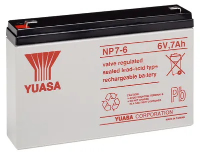 Produktbild von Yuasa Bleiakku 6 V, 7,0 Ah (7-6) Faston (4,8 mm) Bleiakku AKKU 6-7,0 Yuasa (NP7-6)