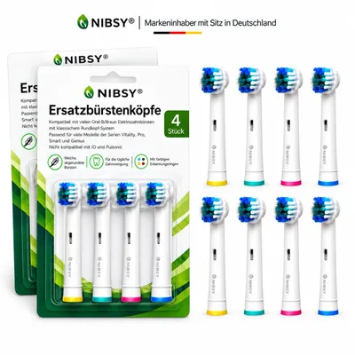Obrázek produktu pro Náhradní hlavice pro zubní kartáčky Oral-B - kompatibilní s kulatými rotačními kartáčkovými hlavicemi - šetrné a důkladné čištění - sada 20 kusů