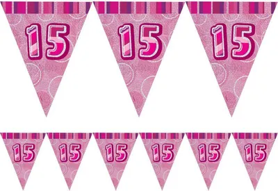 Produktbild von 15. Geburtstag Wimpel Girlande Pink