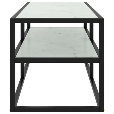 Obrázok produktu pre vidaXL TV skrinka čierna s tvrdeným sklom mramorového vzhľadu 100x40x40 cm
