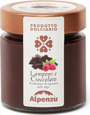 Produktbild von Prodotto Dolciario Lamponi e Cioccolato, Aufstrich Himbeere und Schokolade, 270g, Alpenzu