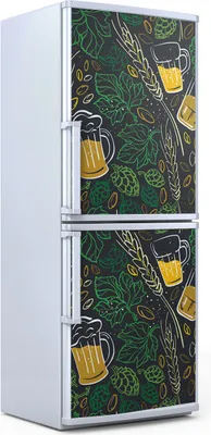 Produktbild von Kühlschrankdekoration 70x180 cm Aufkleber auf dem Kühlschrank - Bier Hopfen Becher