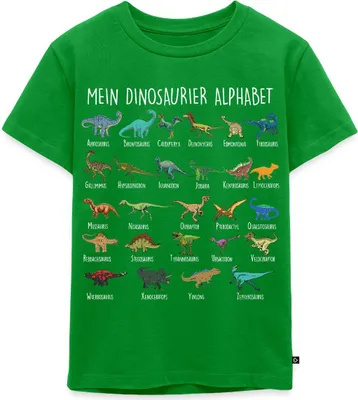 Produktbild von Spreadshirt Dinosaurier Alphabet Einschulung Kinder Premium T-Shirt, 122/128 (6 Jahre), Grün