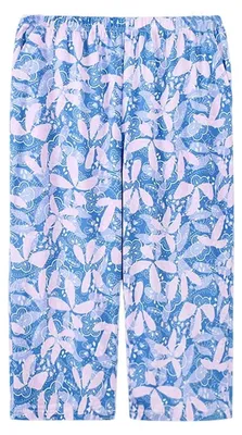 Productafbeelding van Ademende Capribroek - Elastische Tailleband - Blauwe Print