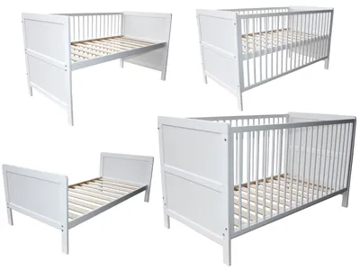 Produktbild von Kinderbett 3in1 Kinderbett / Beistellbett / Juniorbett 140x70cm weiß